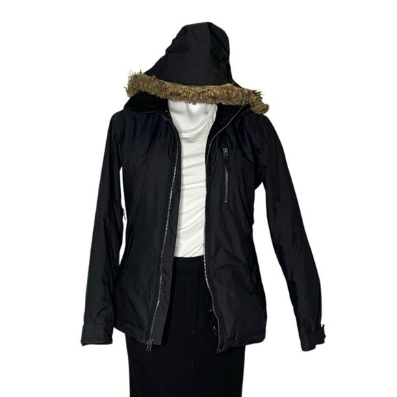 BURTON Dry Ride Black Jacket Snowboard Ski Winter Removable Hood Size Small - Picture 3 of 13